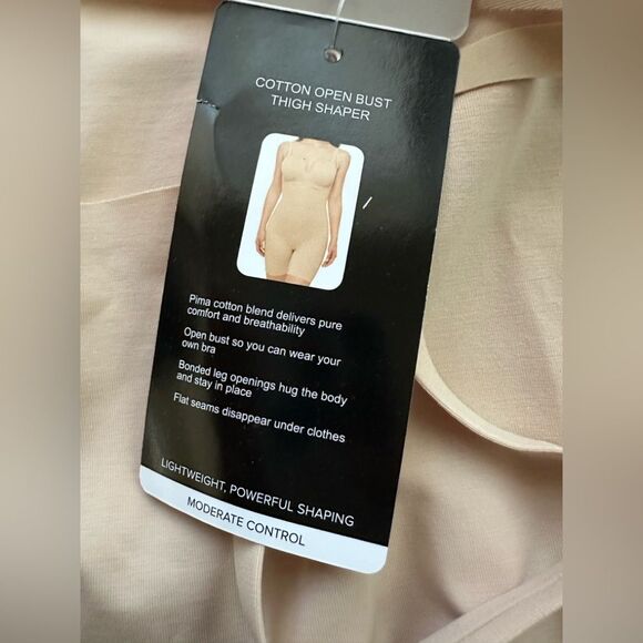 Wacoal Beyond Naked Pima Cotton‎ Blend Open Bust Thigh Shaper Size 2XL - Picture 8 of 10